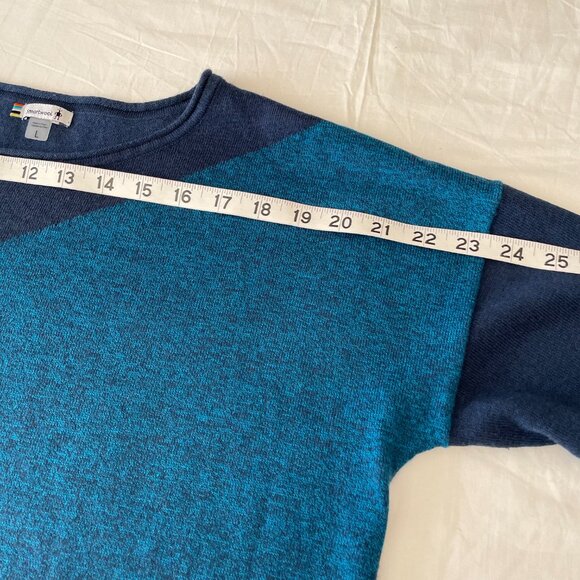 Smartwool Shadow Pine Colorblock Merino Wool Sweater Blue - Picture 5 of 11